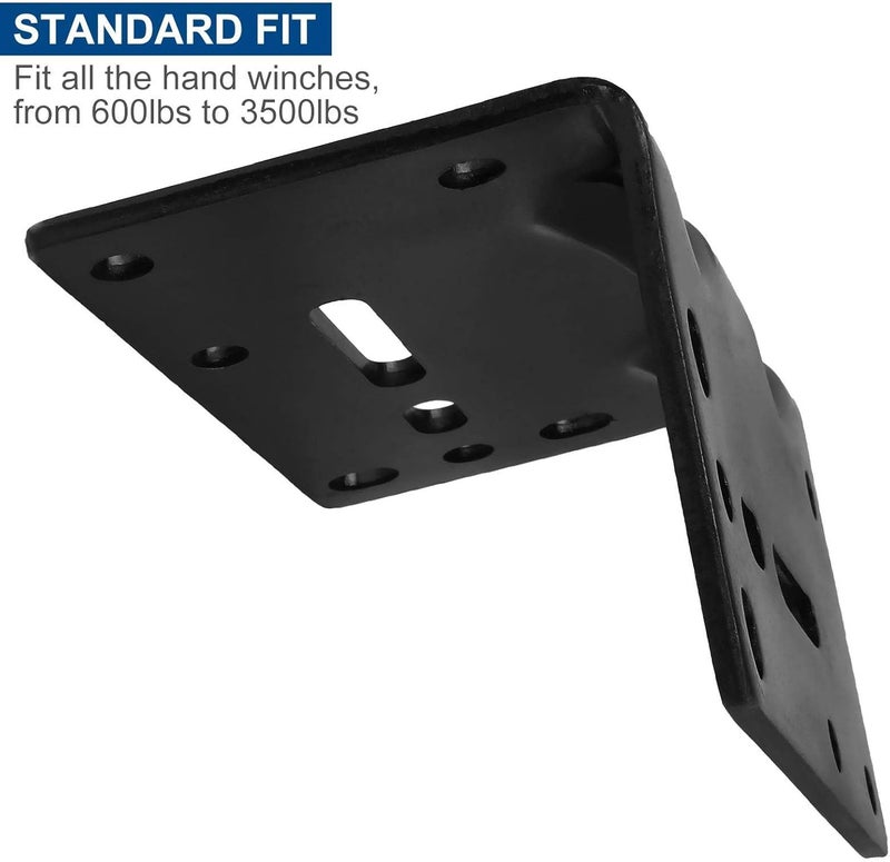 AKOLAFE Universal Winch Mount Bracket, Heavy Duty Right Angle Mounting Winch Bracket, 3/16 Inch Thick Solid Steel Hand Winch Bracket Winch Mounting Plate for Trailers, ATV, Trucks & Vehicle - Image 5
